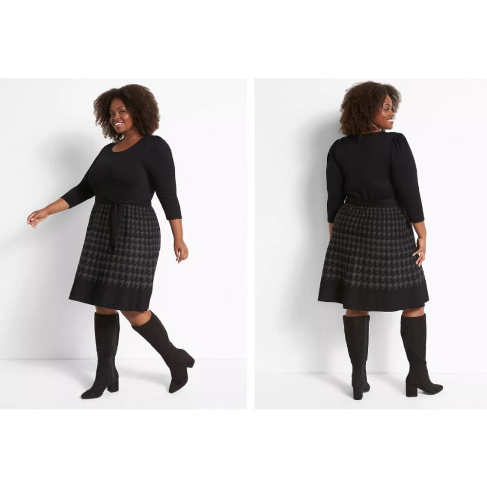 Lane Bryant Black Dress with Patterned Skirt